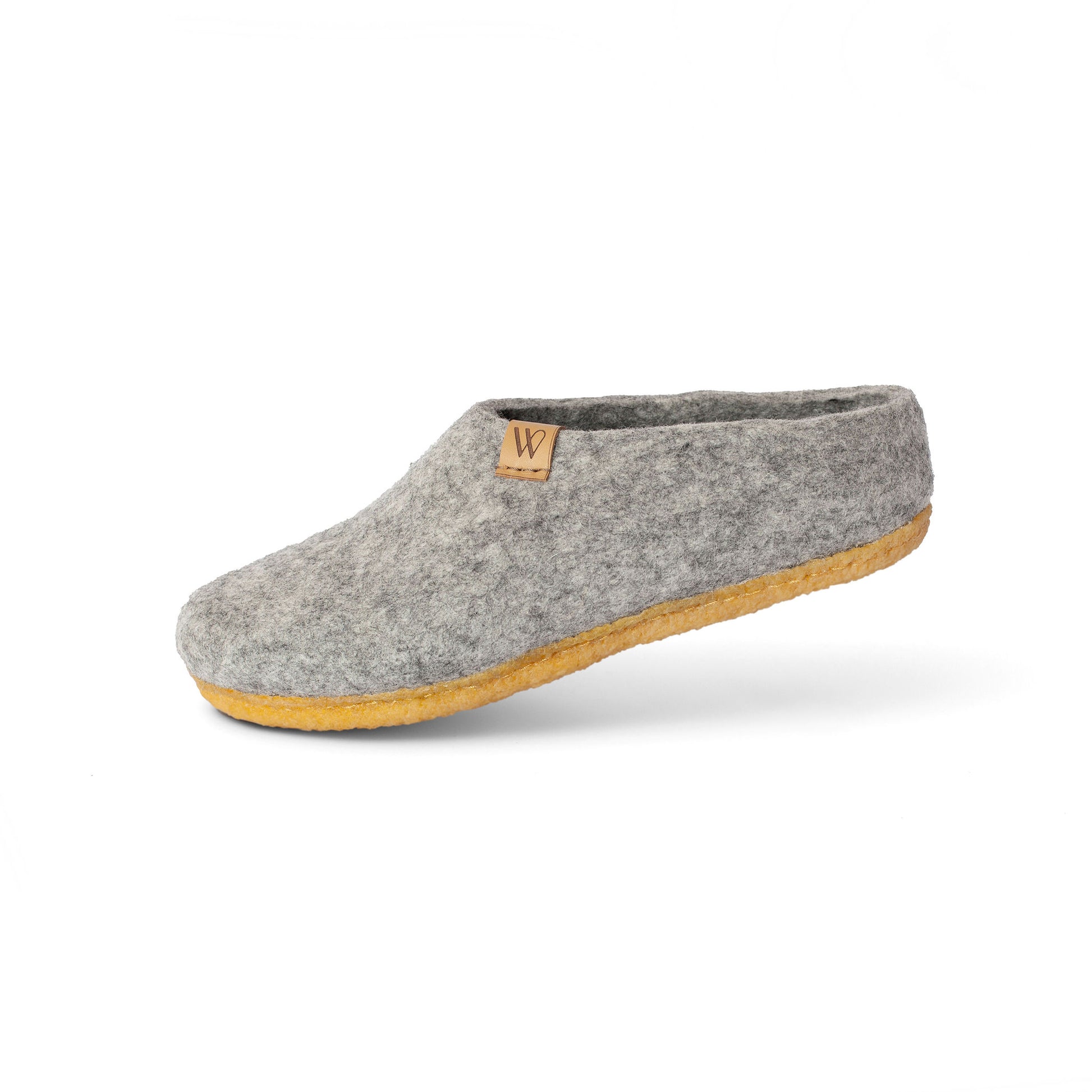 Valais Wool Slipper - Rubber sole Stone