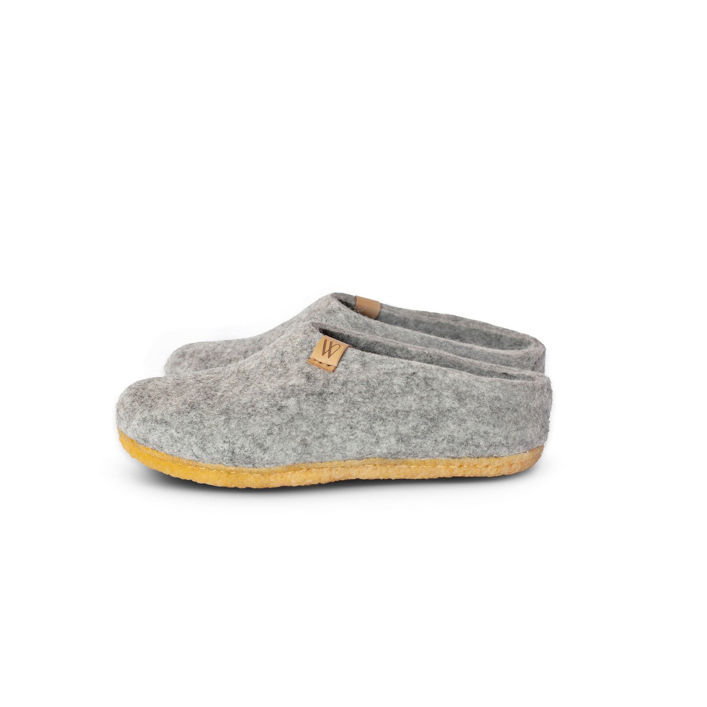 Valais Wool Slipper - Rubber Sole Stone